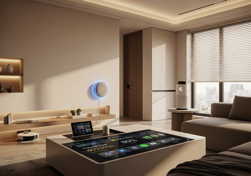 Smart home gadgets and automation technology for global lifestyle improvement.