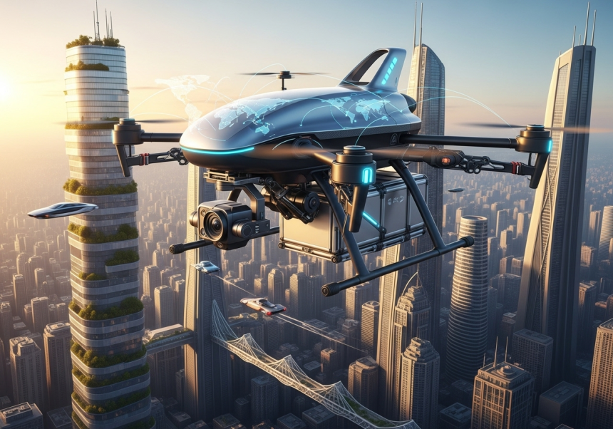 AI drone technology for agriculture, delivery, and personal use globally.