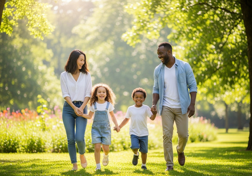 Global parenting and family strategies 2025 – happy diverse family bonding outdoors