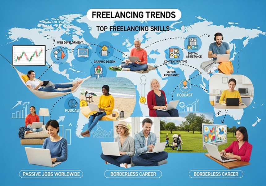 freelancing trends, passive income freelancing, online jobs worldwide, top freelancing skills, borderless career.