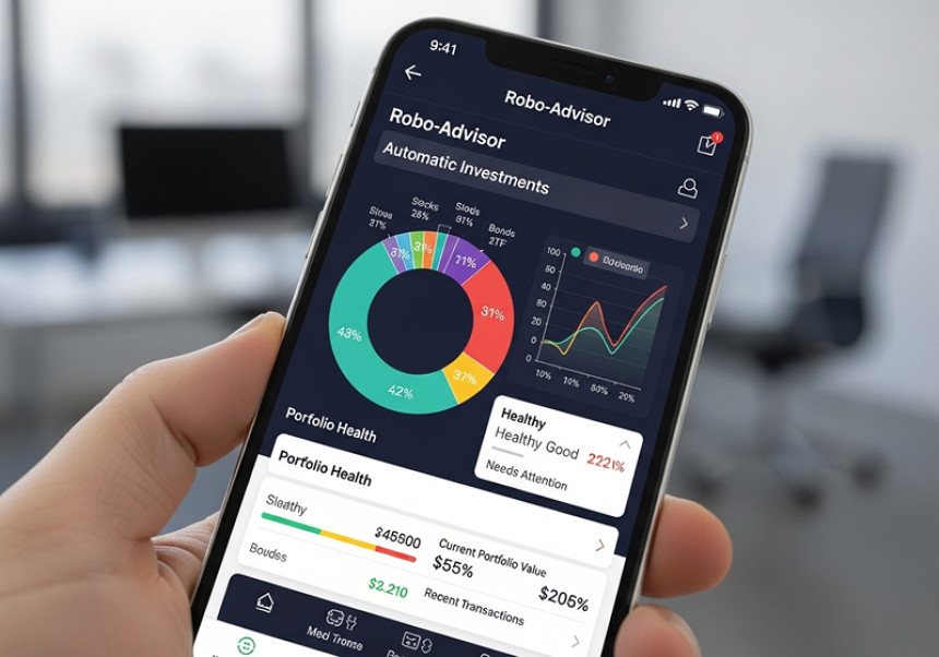 Robo-advisor platform auto-managing global investments for long-term wealth