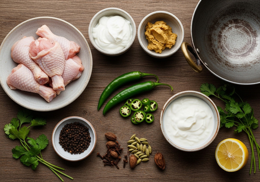 Creamy White Karahi with naan bread on dining table.