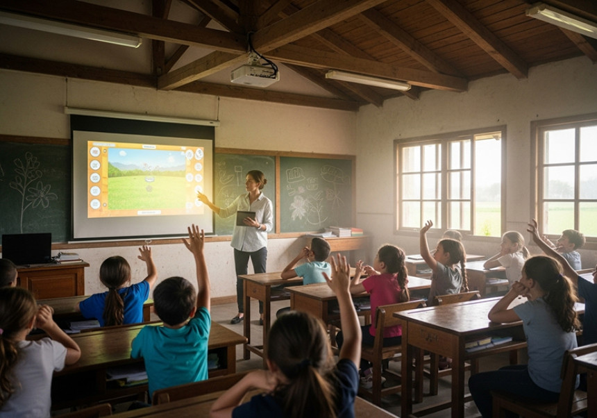 Teachers using technology to enhance classroom learning in remote areas globally