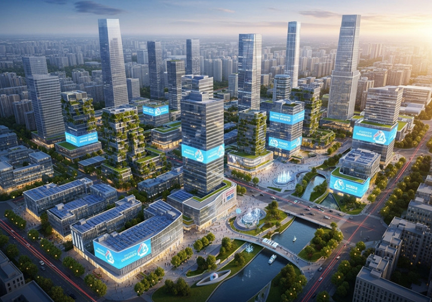 Smart city real estate development with sustainable tech infrastructure